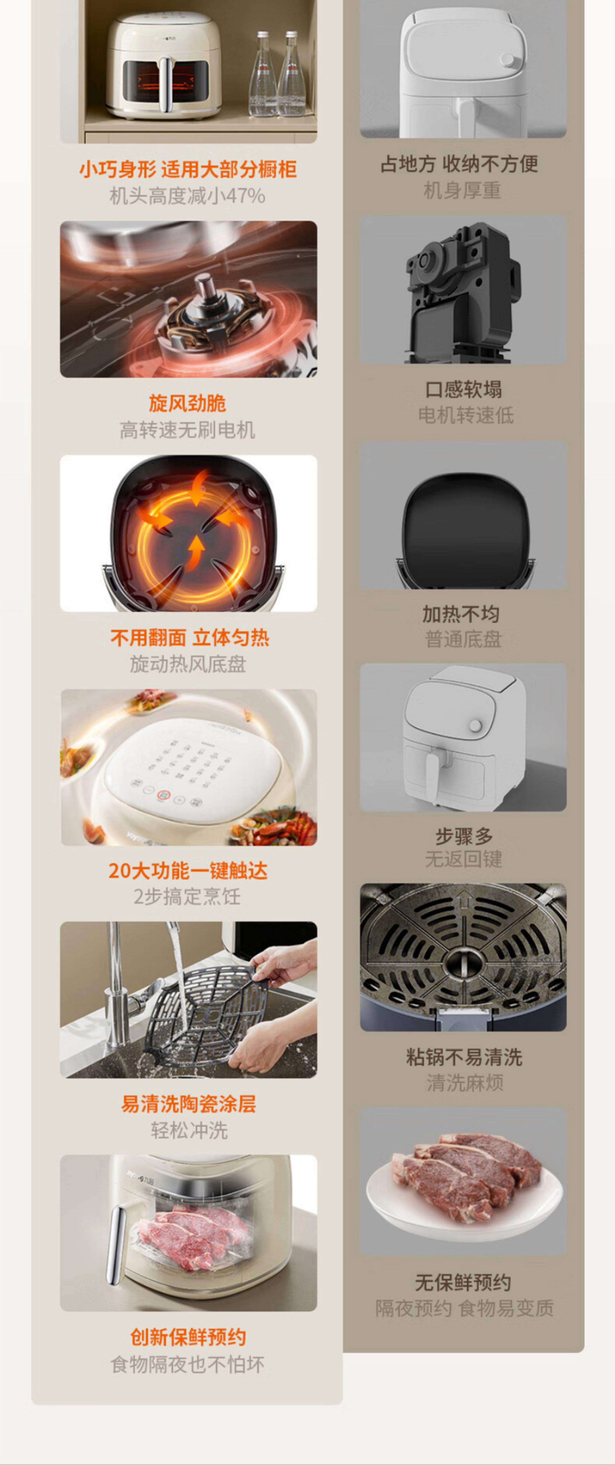 Joyoung九陽(yáng)KL60-V7空氣炸鍋 家用多功能薯?xiàng)l機(jī)，免翻面烤箱的智能之選